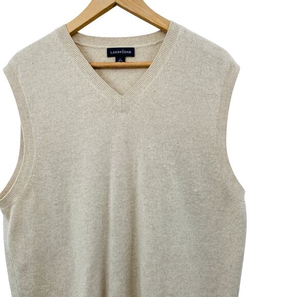 Lands End Cream 100% cashmere sweater vest